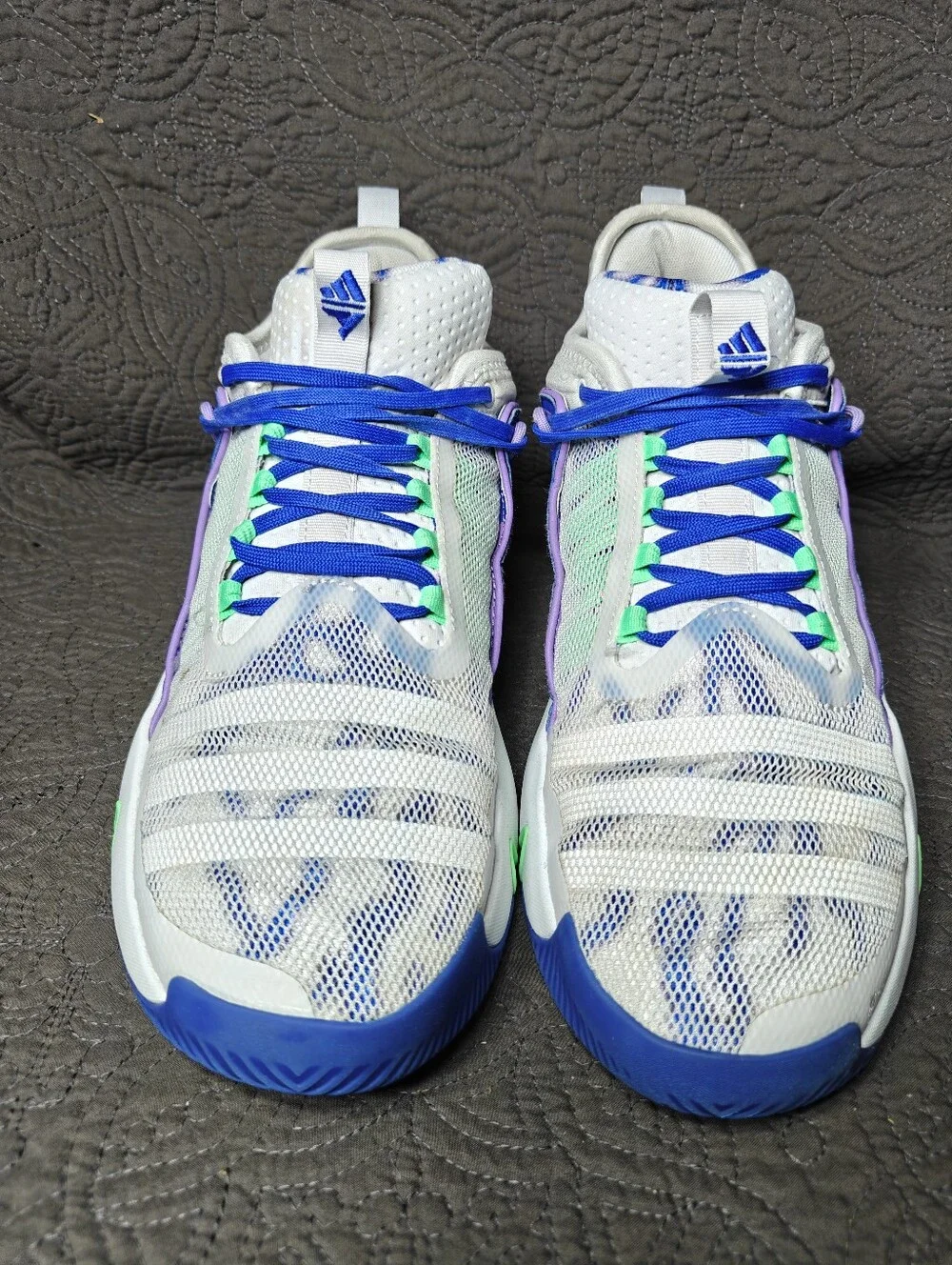 Adidas Trae Young Unlimited Grey/Lucid Blue Athletic Basketball Shoe Mens Sz 9.5